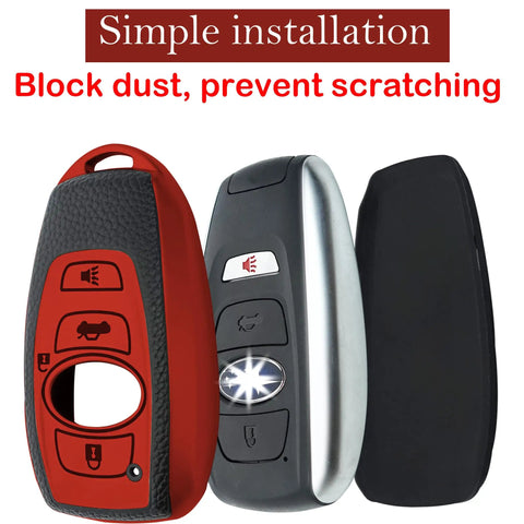 Subaru Key Fob Cover With Keychain Soft TPU Case 4 Button Fit BRZ Legacy Outback Ascent Crosstrek Forester WRX Remote