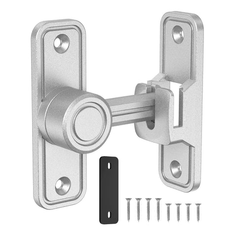 Heavy Duty 90 Degree And 180 Degree Barn Door Lock Made From Rust Proof Zinc Alloy with screws, for indoor and outdoor security use.