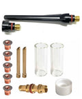 Gas Saver Kit For TIG Welding Torch 3 Series With Retina Collet Clear Glass Cup Wedge Collet Mid Back Cap High Temp Cap