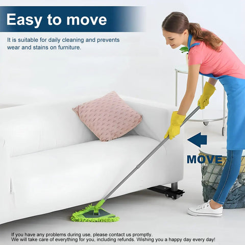 Triharyar Heavy Duty Appliance Rollers With 360 Degree Swivel Wheels And Telescopic Adjustable Legs For Moving Furniture Safely On Any Floor Surface High Capacity Support Up To Six Sixty Pounds Effortlessly, shown moving a sofa with ease.