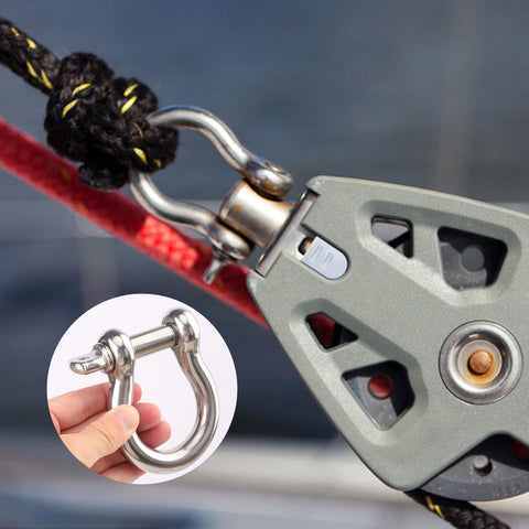 Five Eighth Inch D Ring Anchor Shackles Set Of Five, 304 Stainless Steel Screw Pin Shackles for towing rope attachment