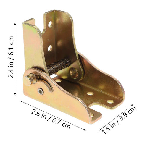 Real-Deal Heavy Duty Foldable Iron Hinges With Self Locking Mechanism for 90 Degree Right Corner Tables, showing measurements