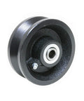 4-inch v-groove cast-iron gate caster wheel with bearing, black metal, single wheel