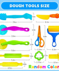 28-piece dough and clay tool kit for kids; multicolor plastic set with animal cutters, rollers, scissors, extruder.