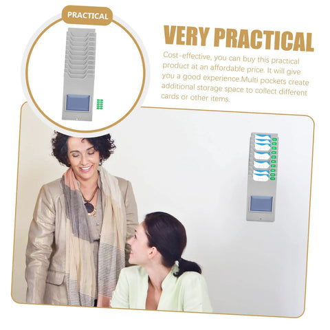 Heavy Duty Multi Grid Material Card Rack For Warehouse Sorting And Employee Attendance Trackers wall-mounted card sorter with multiple pockets.