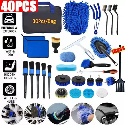 Gonna Love This Forty Piece Auto Detailing Kit For Cars Straight Up Pro Grade Wash Set Compatible With Tesla Model 3 S X Y Cybertruck Lint Free Towels Keep It Fresh Clean All Year Round - 40 piece kit includes various cleaning tools and microfiber pads.