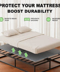 Heavy Duty Queen Bunkie Board With No Sweat Tool Free Setup, Silent Noise Blocking Mattress Foundation, Foldable 60x80 Support Frame, Anti Sag Base For Chill Nights And Solid Bed Upgrade on bed with pillows.