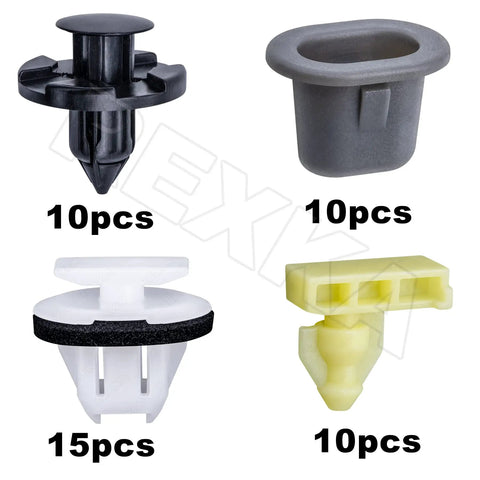 45 Piece Wheel Well Opening Molding Clips And Fender Flare Retainer Kit including black, gray, white, yellow clips for Nissan models