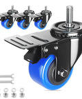 2 Inch Heavy Duty Swivel Caster Wheels Threaded Stem UNC 1/4-20 By 1 Inch Set Of 4 with installation hardware