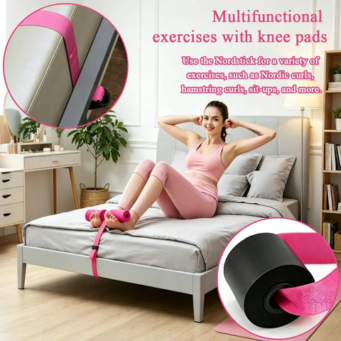 Pink Nordic Curl Strap With Pad For Home Workouts Compatible With Nordstick Built Tough Holds 420 Pounds in bedroom setup