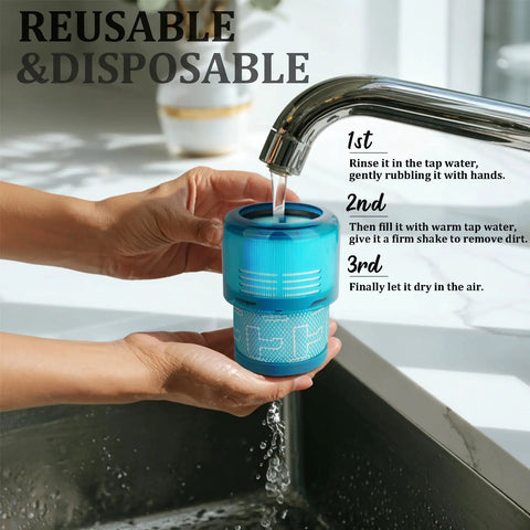 Hands washing blue 3 Pack Replacement Filters For Dyson V15 Detect Submarine And V11 Torque Drive at sink