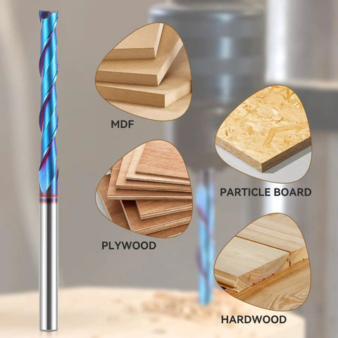 Extra Long Spiral Upcut Router Bit With One Quarter Inch Shank And One Quarter Inch Cutting Diameter for woodworking materials