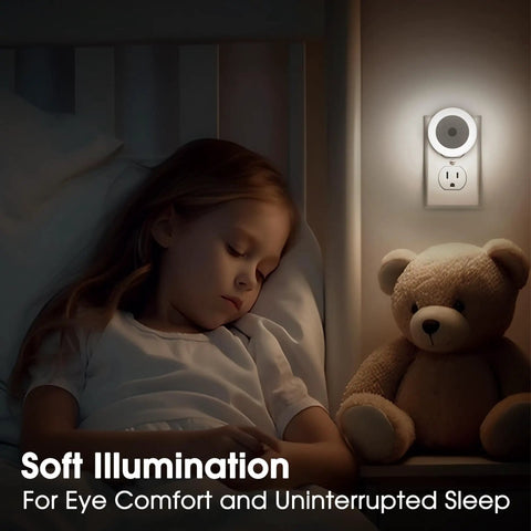 Two Pack Plug In LED Night Lights With Sensor Auto On At Dusk Kid Friendly For Nursery And Home Bathroom Hallway