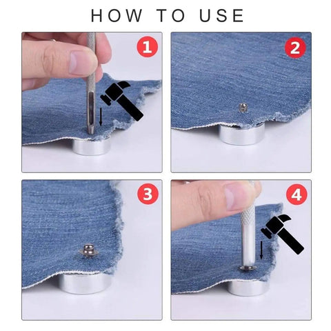 Step-by-step guide using Snap Rivet Setter Kit 11 Piece Set With 7 Snap Fastener Tools Leather Hole Punch 2.5mm And 3mm Base And Mini Anvil