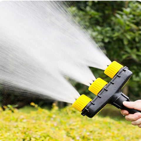 Adjustable Multi Head Nozzle Sprayer With Porous Six Hole Spray Head For Garden Lawn Farm Yard Watering Hose Sprinkler, spraying water