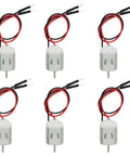 Set of 6 Arduino DC motor set with 130-size motors, 15x20 mm, ideal for DIY projects and robotics, includes wired leads for easy connection.