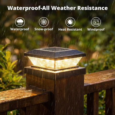 Slick 16 Pack Black Solar Post Cap Lights For 4X4 Wooden Or Vinyl Fences Waterproof dual warm and cool white switch on wet post.