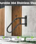 Rock Solid U Shaped Hand Rails For Outdoor Steps With Heavy Duty Wall Mount Grab Bar made of durable 304 stainless steel.