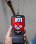 Digital Force Gauge For Tension And Compression With 110 Lb Capacity Peak Hold Backlit LCD High Accuracy 0.5 Percent Load Cell Measures Pull And Push Forces For QC Research And Field Testing, handheld