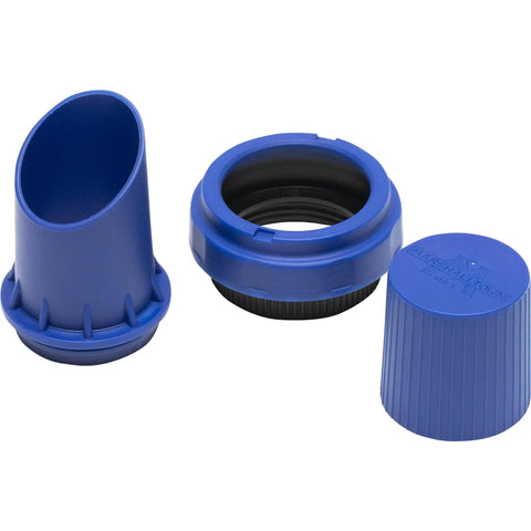 5 Gallon Paint Pour Spout For Buckets With Lid Spout And Multi Pail Fit Mess Free Pouring Tool Fits Plastic And Metal Pails Three Pull Apart Fittings Easy Spill Proof Pouring Accessory, blue parts