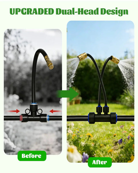 66Ft Drip Irrigation System With 40 Nozzles For Lawn And Raised Bed Automatic Garden Watering Kit dual head design comparison