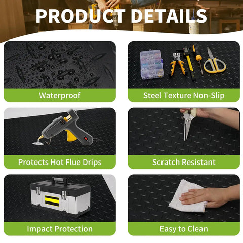 Non Slip 2mm Thick Work Bench Pad 48 By 17 Inch Textured PVC Mat For Woodworking DIY Garage And Tabletop Protection Scratch Resistant Anti Slip Tool Bench Liner product details