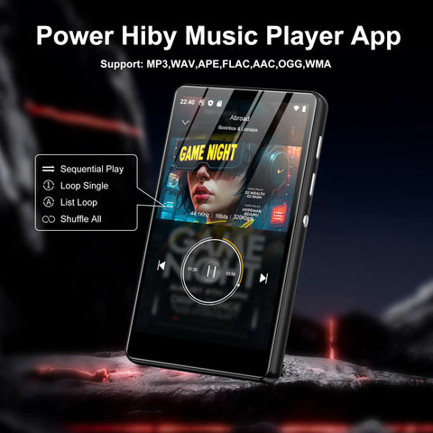 80GB Android MP3 Player With Bluetooth And WiFi 4.0 Inch Touch Screen Music Player For Kids displaying music app interface