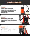 Powerful 1100W Portable Magnetic Drill Press With 35Mm Boring Diameter And Internal Cooling System control panel and features image.