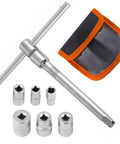 Portable Folding Mini T-Handle Socket Set One Quarter Inch Drive Tool Kit For Motorcycle ATV UTV Maintenance And Repairs, shown.
