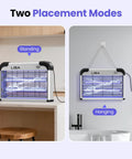 Indoor Bug Zapper With 2800V Grid, Heavy Duty Bug Buster For Flies And Mosquitoes in standing and hanging modes.