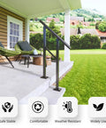 7 Step Outdoor Handrail Built From Galvanized Carbon Steel With Double Layer Protection Powder Coated Black Iron Stair Railing