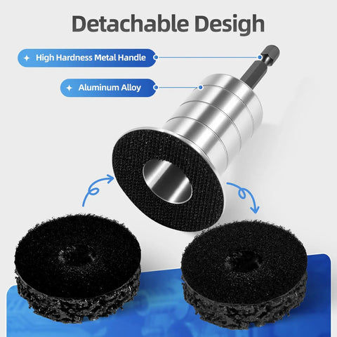 Dope Wheel Hub Cleaning Tool With Dual Head Adapter showing detachable aluminum design and cleaning pads