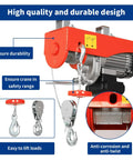 Beefy 1320 Lb Electric Hoist With Remote Control 110V showing durable design and anti-twist wire, includes safety features.