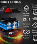 Heavy Duty 5000MAh Replacement Battery For Milwaukee M18 18V Cordless Power Tools Two Pack shows battery structure and protection features.
