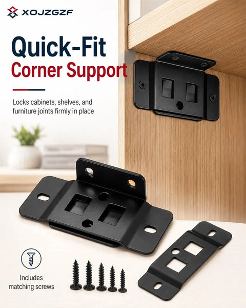 Beefy Heavy Duty Stainless Steel Corner Brackets With Screws For L Shape Furniture Joints And Floating Wall Shelves black support