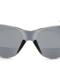 Ztek Safety Glasses S2520R15 With 1.5 Bifocal Reader, gray lens, gray frame, front view, ANSI Z87 Plus Protection