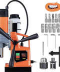 Heavy Duty Magnetic Drill Press 1400W Motor With 11 Piece Kit Portable Electric Boring Tool for steel and metal work, drilling setup.