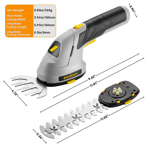 Cordless Hedge Trimmer And Grass Shear 2 In 1 Handheld Electric Tool With Rechargeable Battery And Interchangeable Blades shown disassembled