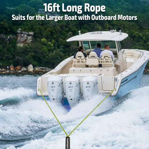 Heavy Duty Boat Tow Harness With 16 Ft Braided Poly Rope And Twin Side Snap Hooks Dragging Your Crew Smooth For Lazy Lake Hangouts Epic River Runs And Pylon Free Water Fun