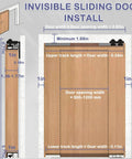 Concealed Sliding Door Kit With Soft Close For Barn Doors, Heavy Duty Ghost Track System, Invisible Sliding Hardware For Wood Or Aluminum Frames, Smooth Quiet Operation, No Slam, 61 Inch Length installation diagram