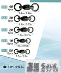 Ball Bearing Swivel Set 46 Piece Black Nickel Finish Barrel Swivels For Trolling And Freshwater Fishing Ultra Smooth 360 Degree Rotation Stainless Steel Bearings Reduces Line Twist And Improves Hookups, assorted sizes in organizer