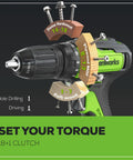 24V Max Cordless Brushless Drill with torque settings for various woods, high-torque drilling and screw driving, pro grade electric drill.