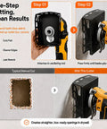 Heavy Duty Square Slot Cutter For Oscillating Tools in action showing drywall cut process, compatible with Dewalt 20V.