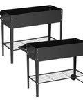 Two Pack 32 Inch Tall Raised Garden Beds With Wheels Dual Drainage System Planter Box For Backyard Patio Balcony Heavy Duty