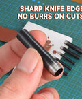 Close-up of a round punch from the 27 Piece Leather Punch Kit With 9 Round Punches And 18 Specialty Punches for precise cuts.