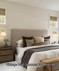 BELVM Vintage Milk Glass Wall Sconce Set of 2 - Gold Bathroom Wall Lights illuminating a cozy bedroom beside the bed.