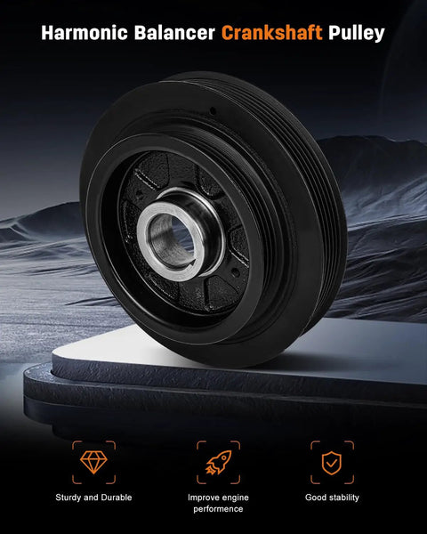 Engine Harmonic Balancer Crankshaft Pulley Replacement for Nissan Infiniti 2.0L Vehicles 1991 2013 in black metal