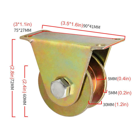 H-Groove Track Wheel Set For Sliding Doors And Industrial Carts, Heavy Duty Rigid Caster With Bracket, 45 Steel, 60mm Dimensions