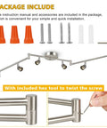 Package contents of Six-Head LED Track Lighting Kit In Brushed Nickel With Adjustable Foldable Arms GU10 Base Ceiling Spotlights
