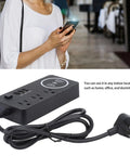 7 In 1 Power Strip Surge Protector With 30W Rapid Charging 3 AC Outlets 3 USB Ports Super Slick Flat Plug Design close-up with cable.